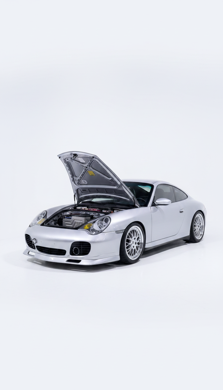 BetterBodies Motorsport Porsche 996 Turbo front lip spoiler, racing style upgrade for 1999-2004 Porsche 996 Turbo front bumper.