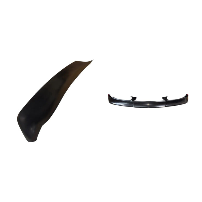 Porsche 996.1 front lip and small ducktail spoiler aero kit in polyurethane for 1999-2001 models, installed on a Porsche 996.1.