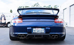Blue Porsche 997.1 Aero Kit rear diffuser by BetterBodies Motorsport, featuring sleek design for 2005-2008 911 model.