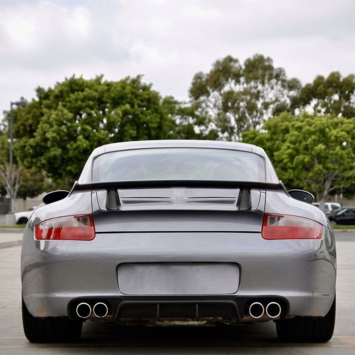 Porsche 997.1 rear bumper diffuser in RUF TA-style polyurethane by BetterBodies Motorsport, designed for 2005–2008 models.