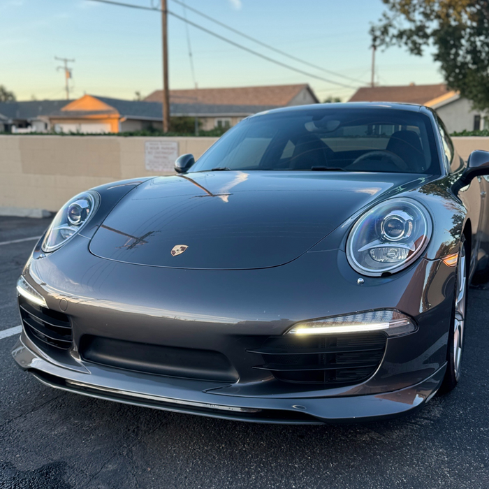 Porsche 991 Carrera Euro GT chin spoiler front lip splitter made of polyurethane, designed for 2012–2015 models, by BetterBodies Motorsport.