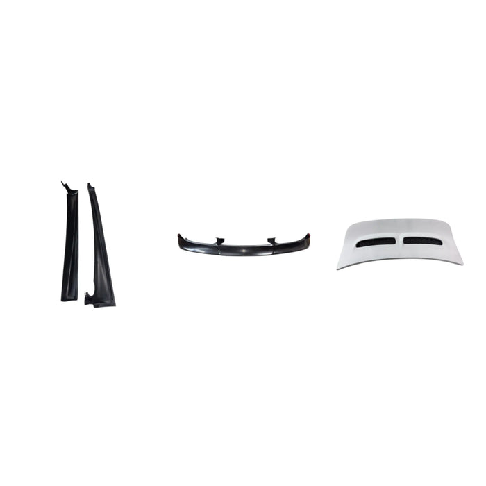 BetterBodies Motorsport Porsche 996.1 Aero Kit featuring front lip, ducktail spoiler, and side rockers for 1999–2001 models.