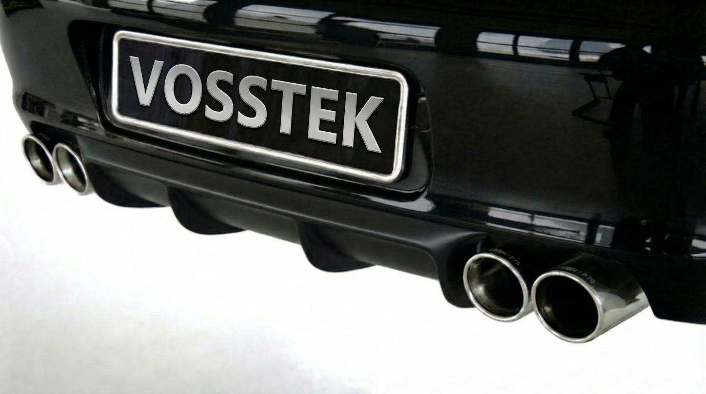 Porsche 997.1 Carrera and 4S rear diffuser in RUF/Strosek style polyurethane, shown with license plate in image.