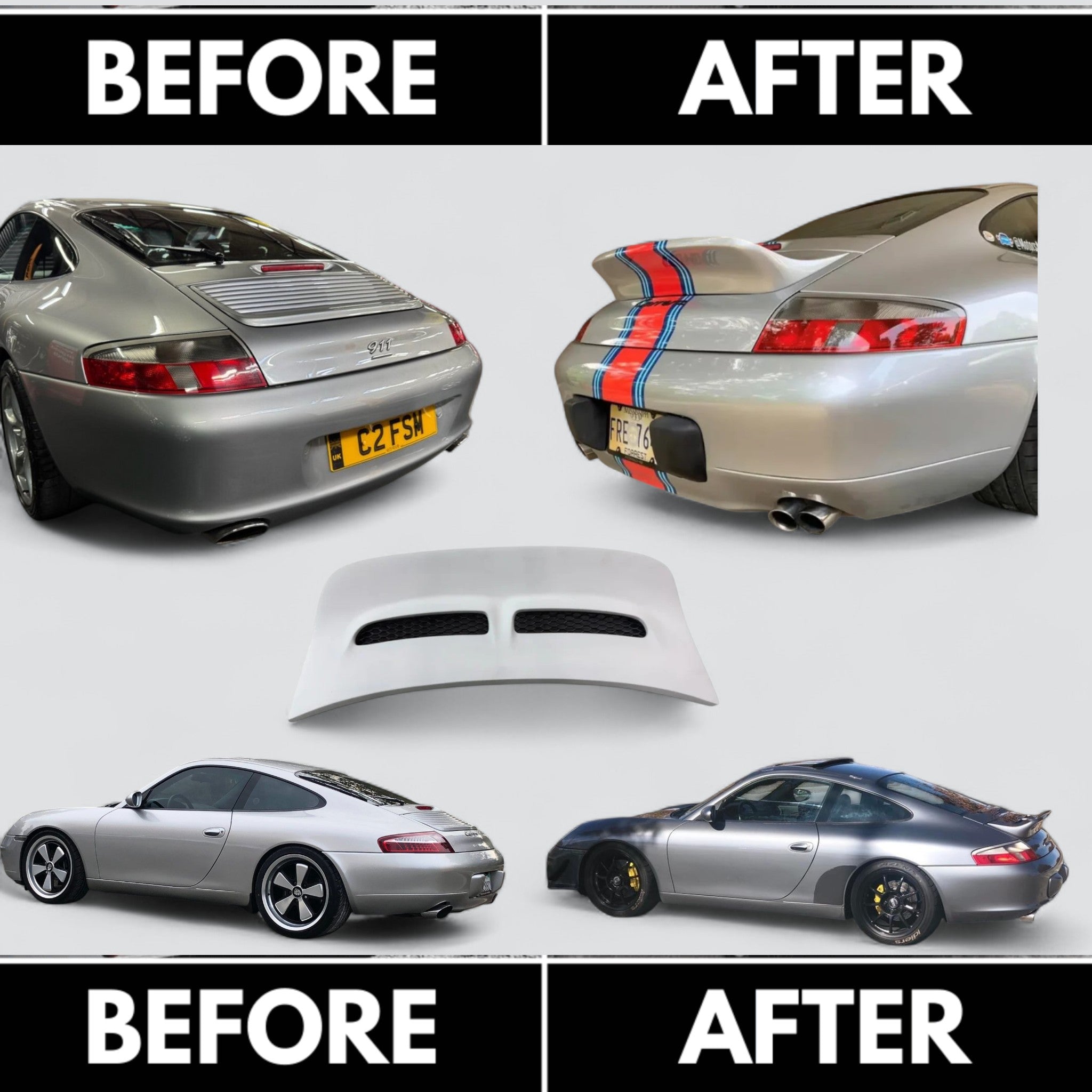 PORSCHE 996 CARRERA 1999–2004 SINGER STYLE DUCKTAIL SPOILER FOR PORSCHE 996 UPGRADE RACING LOOK REAR DECK LID ENHANCEMENT