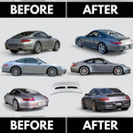 Fiberglass Porsche 997 Carrera bolt-on ducktail spoiler by BetterBodies Motorsport for 2005-2012 models, racing upgrade wing.