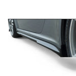 Fiberglass Porsche 997 Mach II Side Skirts for Carrera and GT3 Narrow Body models by BetterBodies Motorsport, installed on a sports car.