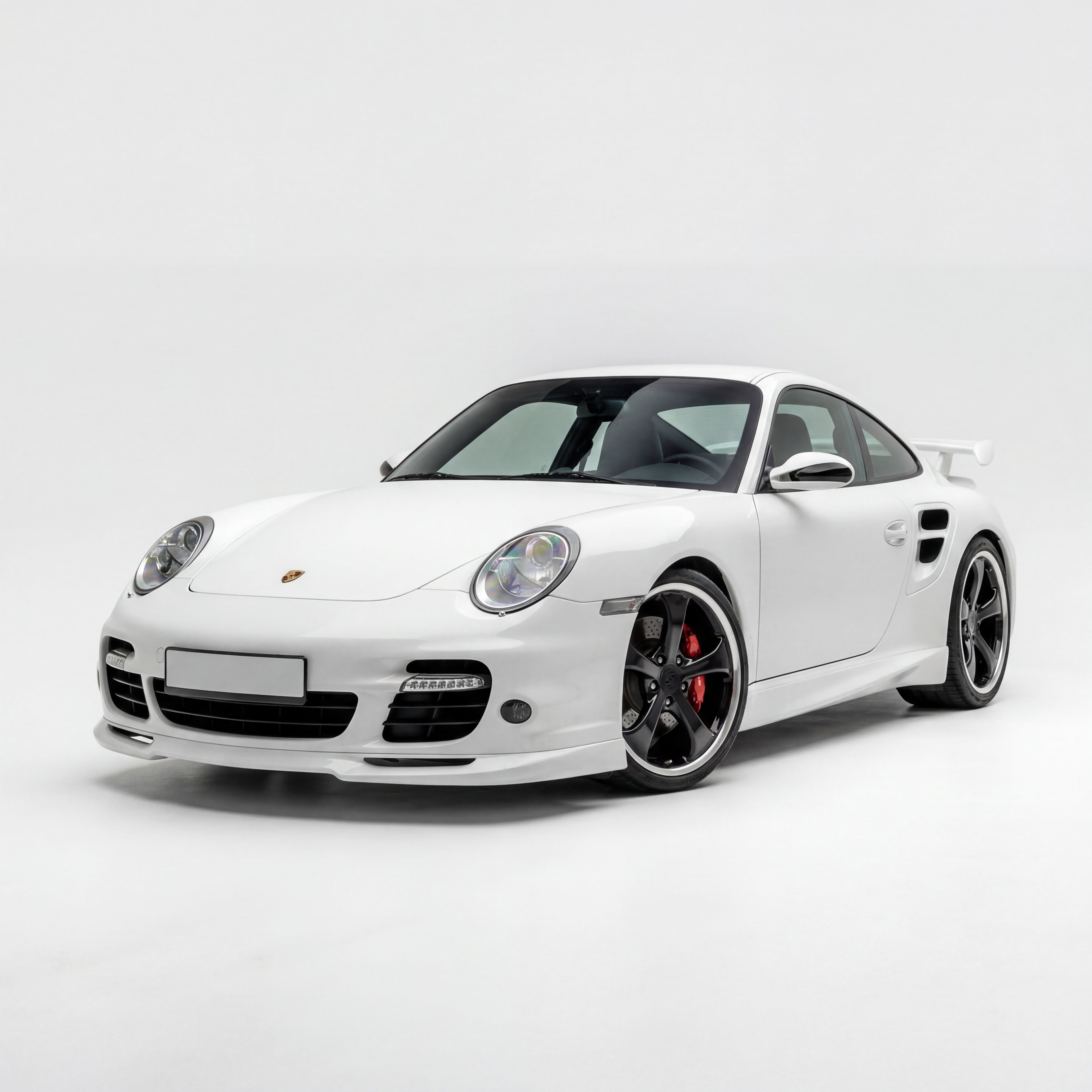 Polyurethane widebody front bumper lip for Porsche 997 Turbo (2007-2009), designed for improved aerodynamics and sporty look.