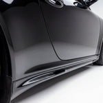 Polyurethane side skirts for 2005–2012 Porsche 997 Carrera Mach II narrow body by BetterBodies Motorsport, featuring sleek design.